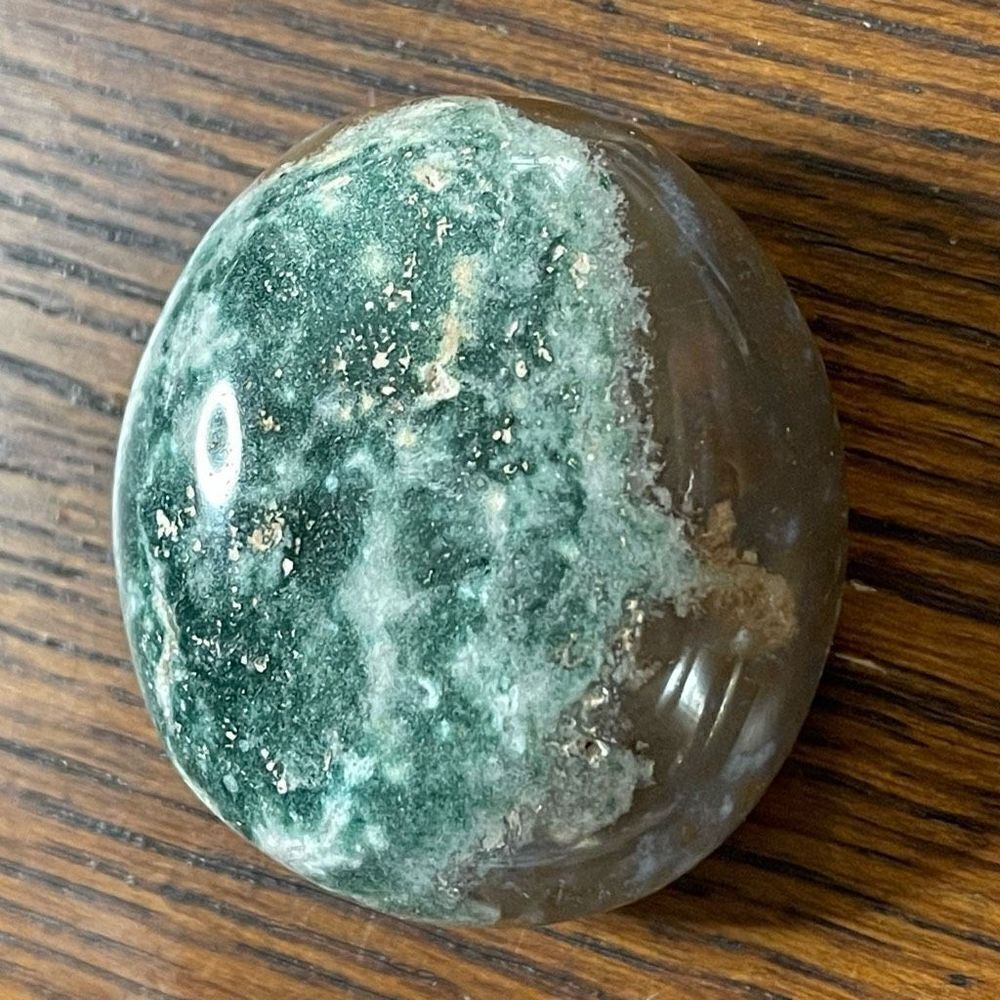 Ocean Jasper palm stone crystal white natural green brown druzy moss agate agati